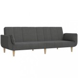 Cumpara ieftin Canapea extensibila cu 2 locuri, 2 perne, gri inchis, textil