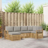 Cumpara ieftin Set de canapele de exterior 6 buc. 5-Locuri Alb si gri deschis