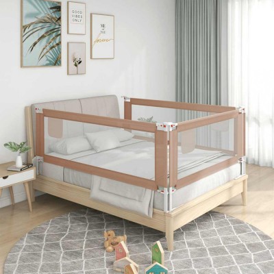 Balustradă de protecție pat copii, gri taupe, 150x25 cm, textil foto