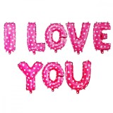 Set 8 baloane din folie metalizata, figurine litere, model i love you, tema ziua indragostitilor, 40 cm, ambalaj individual, pai inclus, umflare cu ae, Flippy