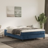 Cumpara ieftin Pat box spring cu saltea, albastru &icirc;nchis, 140x200 cm, catifea