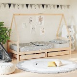 VidaXL Cadru de pat pentru copii cu sertare, 90x190 cm, lemn masiv pin