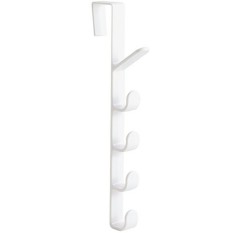 Cuier pentru usa, 5 carlige, haine, accesorii, plastic, 26.7 x 1.7 x 4.7 cm, alb