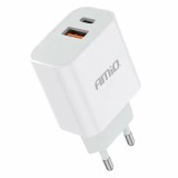 Incarcator retea Amio cu 2 porturi USB-A si USB-C 20W Quick Charge PCH PRO-09 230V Garage AutoRide
