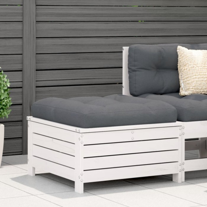 Gossi taburet de gradina, alb, 62x63,5x32 cm, lemn masiv pin