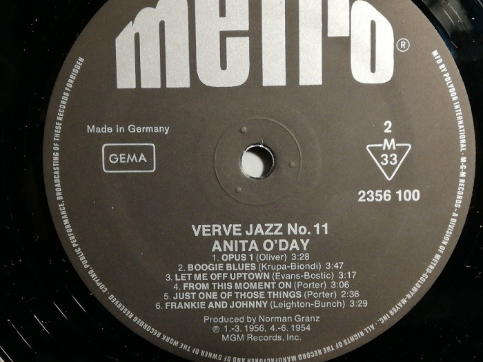 Anita O&#039;Day - Verve Jazz (1981/Metro/RFG) - disc Vinil/Vinyl