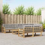 vidaXL Set de canapele de exterior 9 pcs Alb și gri deschis 3386655