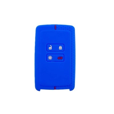 Husa Cheie Silicon, Renault Megane, Kadjar, Captur, Clio, 4 Butoane , Smartkey, Albastra cu dunga rosie foto