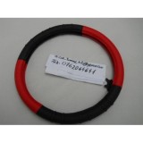 Husa Volan Piele Naturala Rosu-Negru Universal Sport Diametru Standard Protectie Uzura Montaj Rapid