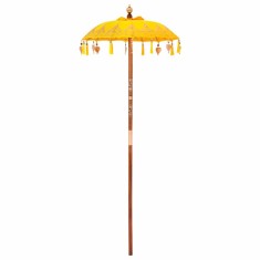 vidaXL Parasol Balinez Altele Galben x 260 cm Bumbac și lemn masiv