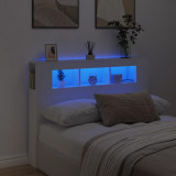Tablie de pat cu LED, alb, 140x18,5x103,5 cm, lemn GartenMobel Dekor, vidaXL