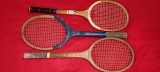 3 RACHETE TENIS CAMP DIN LEMN ROMANESTI DE COLECTIE PANOPLIE RECUZITA ETC