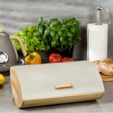 Cutie paine, din bambus cu capac otel, gri, Kassel