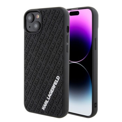 Husa pentru iPhone 14 Plus / iPhone 15 Plus - Karl Lagerfeld 3D Design (KLHCP15M3DMKRLK) - Rubber Multi Logo foto