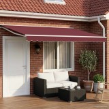 vidaXL Copertina retractabila manuala Burgundy 4x3m pentru terasa gradina