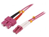 Patch cord fibră OM4 LC/UPC-SC/UPC 2m roz LSZH, Logilink