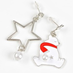 Cercei asimetrici cu urs polar si stea