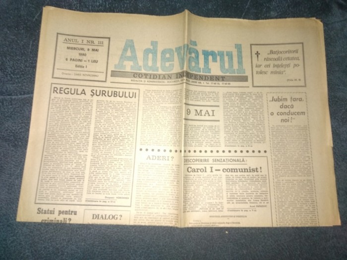 ZIARUL ADEVARUL 9 MAI 1990