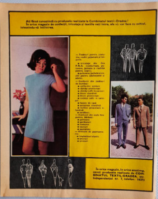 1971 Reclamă imbracaminte Combinatul Textil ORADEA comunism, epoca aur, 24 x 20 foto
