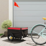 Remorca pentru biciclete, negru si rosu, 30 kg, fier GartenMobel Dekor, vidaXL