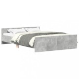 Cadru de pat cu tablie la cap/picioare, gri beton, 120x200 cm