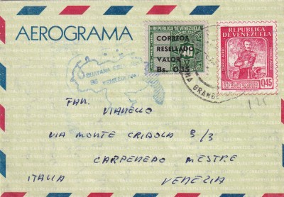 FILATELIE TEMATICA - PLIC VENEZUELA TEMATICA AVION AVIOANE AVIATIE AIRMAIL AEROGRAM foto