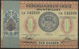 !!! F RARR : INDIILE OLANDEZE - 1 GULDEN 1940 - P 108 a - UNC / CEA DIN SCAN