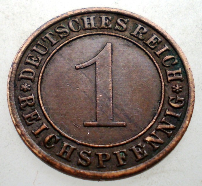 B.166 GERMANIA WEIMAR 1 REICHSPFENNIG 1932 A