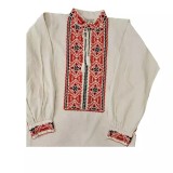 Cumpara ieftin Camasa Tip Ie Barbateasca Traditionala Crem cu Motiv Geometric Rosu -CTI10