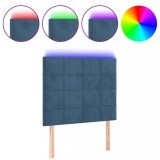 Cumpara ieftin Tablie de pat cu LED, albastru inchis, 90x5x118/128 cm, catifea