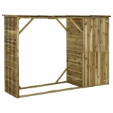 Șopron Lemne &amp; Unelte Gradina vidaXL 253x80x170cm, Lemn Pin Impregnat, Maro, Rezistent Intemperii, Magazie Depozitare