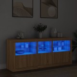VidaXL Servantă cu lumini LED, stejar sonoma, 162x37x67 cm
