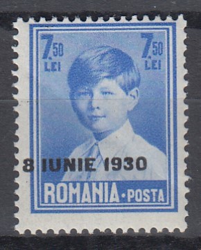 ROMANIA 1930 LP 83 p REGELE MIHAI I SUPRATIPAR 8 IUNIE 1930 GUMA ORIGINALA