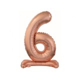 Balon folie stativ sub forma de cifra, roz auriu 74 cm-Tip Cifra 6