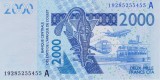 Bancnota Statele Africii de Vest 2.000 Franci 2019 - P116A UNC Coasta de Fildes ( vezi descriere )