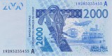 Bancnota Statele Africii de Vest 2.000 Franci 2019 - P116A UNC Coasta de Fildes