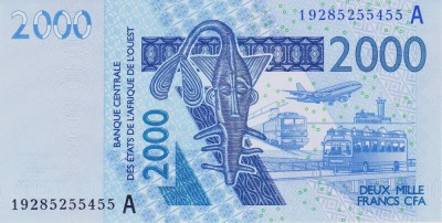 Bancnota Statele Africii de Vest 2.000 Franci 2019 - P116A UNC Coasta de Fildes ( vezi descriere ) foto