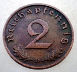 B.002 GERMANIA 2 REICHSPFENNIG 1937 D, Europa, Bronz