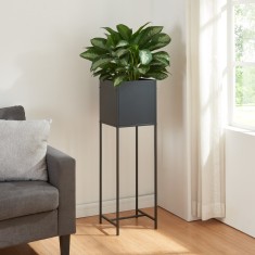 Suport plante Porsgrunn 100x30x30cm metal negru [en.casa] HausGarden Leisure foto