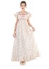 Rochie victoriana CR ROLECOS, design floral, alb roz, L - OUTLET
