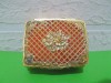 CUTIE veche pentru BIJUTERII decor baroc in relief in teme florale , metal si catifea , JAPAN, Cutii
