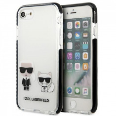 Husa de protectie telefon Karl Lagerfeld pentru iPhone 7/8/SE2020/SE2022, Karl and Choupette, Plastic, Alb