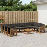 Cumpara ieftin Set de canapele de exterior 11 buc. 10-Locuri Natural si Negru