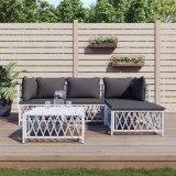 vidaXL Set mobilier de grădină, 5 piese, cu perne, alb, oțel 3186862