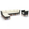 Gossi set mobilier gradina, 7 piese, negru, poliratan/lemn eucalipt