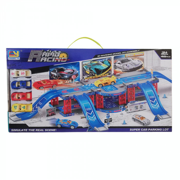 Set pista de curse, Rapid Racing, 46 piese