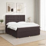 Cumpara ieftin Pat cu arcuri LED si saltea Maro inchis 140 x 190 cm Tesatura