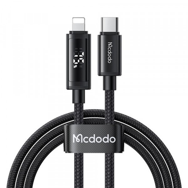 Cablu Date si Incarcare USB-C - Lightning McDodo CA-7990 Display, 36W, 1.2m, Negru