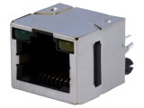 Soclu RJ45 Cat 5 Ecranat cu LED 8p8c THT