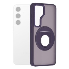 Husa magsafe compatibila samsung galaxy s24, atasare magnetica, ghost holder, matte purple foto